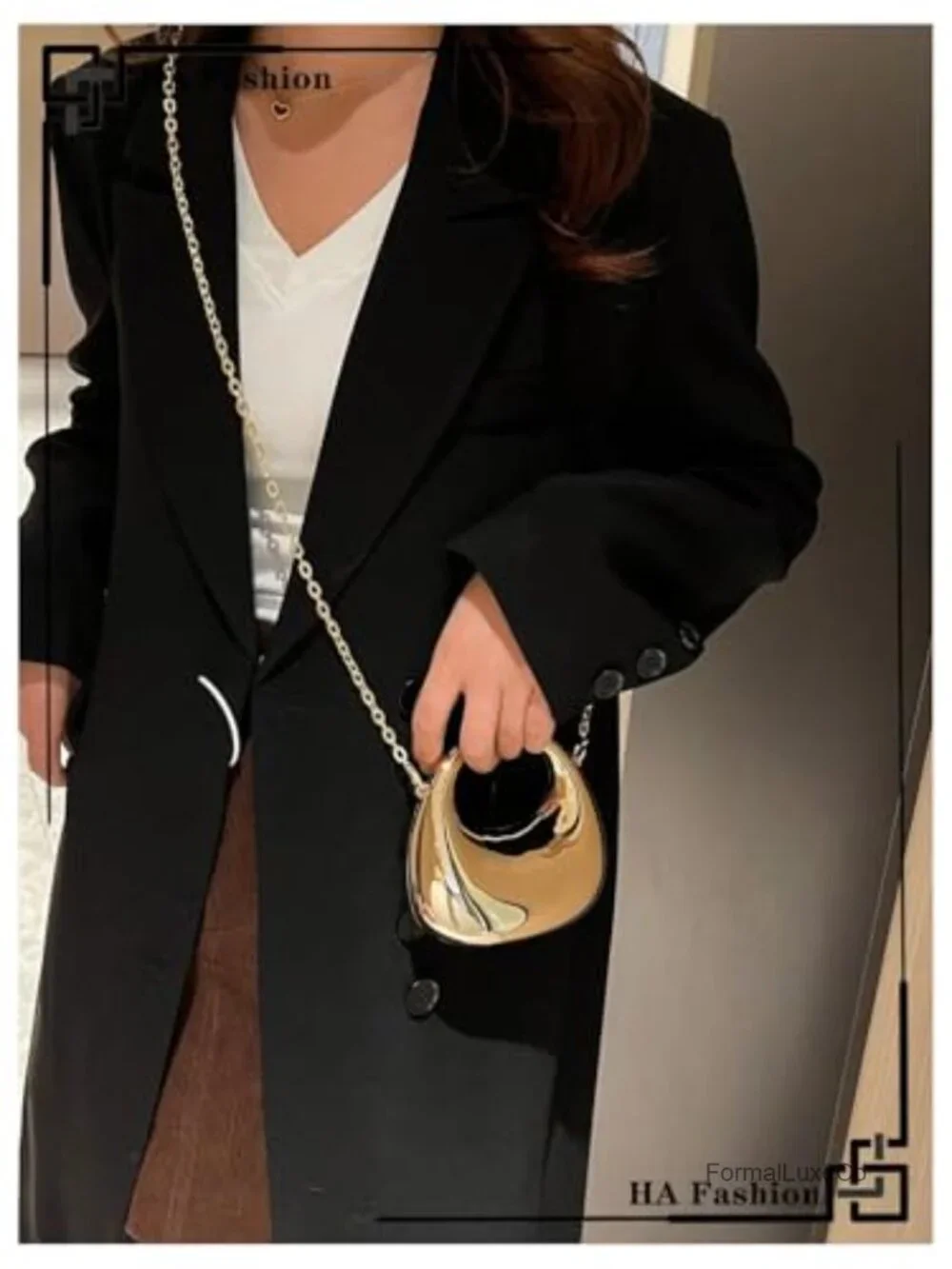 Women's Crossbody Mini Clutch Purse Metallic Chain Evening Bag